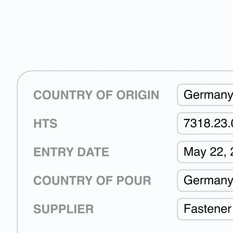 Tariff calculator inputs
